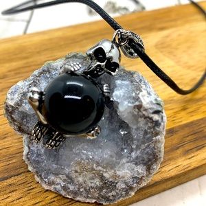 💀Natural Obsidian “Skelly” Pendant 💀